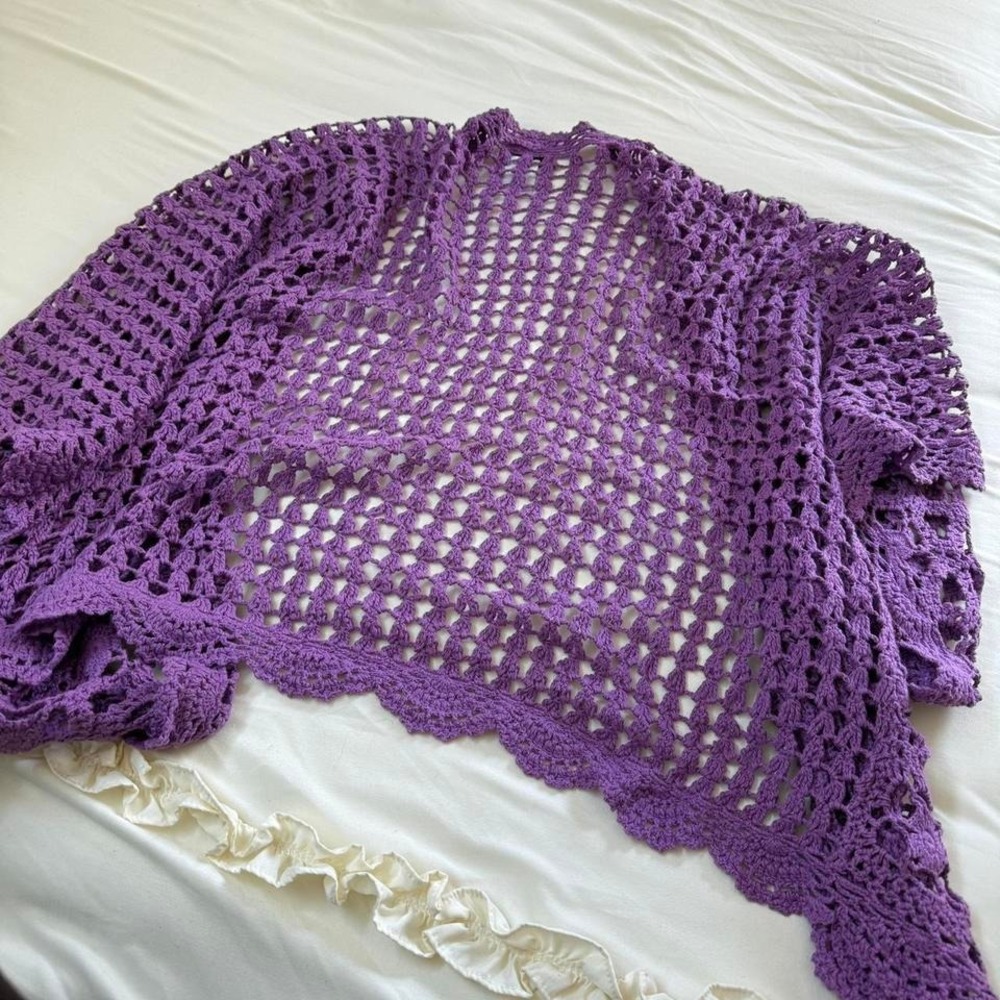 purple crochet cardigan Y2K jessica london size 22 purple crochet cardigan - Picture 5 of 5